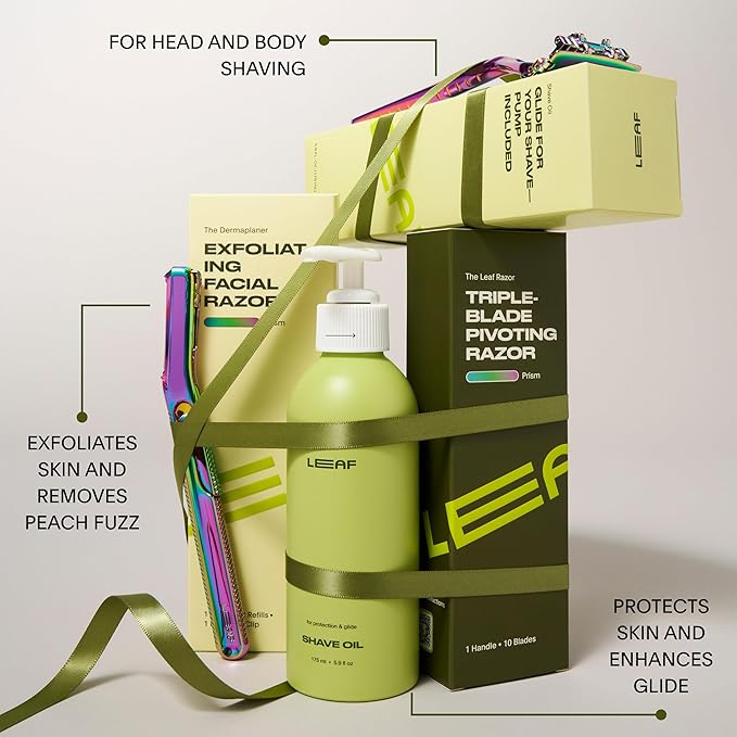 The Glow Box - Includes Prism Leaf Razor, Prism Dermaplaner, 175mL Shave Oil