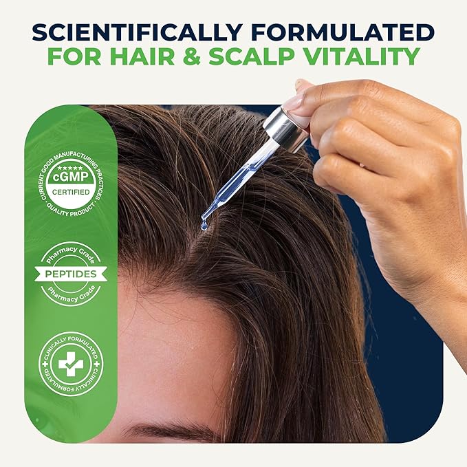 Amino Innovations Peptide Hair Serum for Hair Growth - Thicker, Fuller, and Stronger - with Copper Tripeptide-1, Zinc Thymulin & PTD-DBM - DMSO-Enhanced Formula for Scalp Health and Resilience