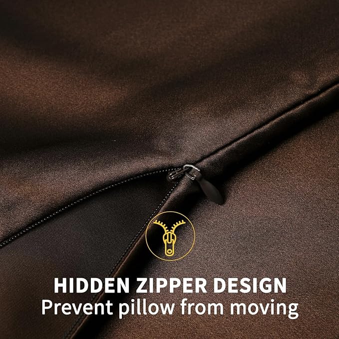 ZIMASILK 100% Pure Mulberry Silk Pillowcase for Hair and Skin Health,Soft and Smooth,Both Sides Premium Grade 6A Silk,600 Thread Count,with Hidden Zipper,1pc (Queen 20''x30'',Chocolate)