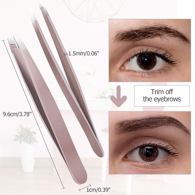 Mudder Eyebrow Tweezers Set for Facial Hair Stainless Steel Slanted Tip Tweezers in Bulk for Men and Women ()