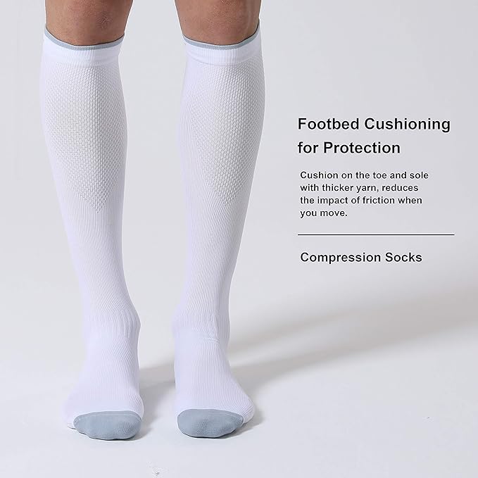 CelerSport 3 Pairs Compression Socks for Men and Women 20-30 mmHg Running Support Socks
