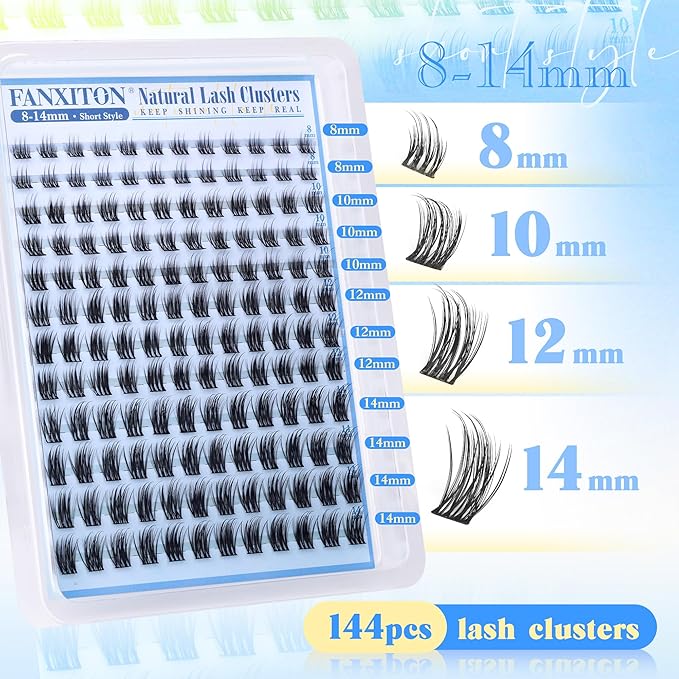 Natural Lash Clusters Wispy 8-14MM C Curl Lashes Clusters Eyelash Extensions Eyelash Clusters Thin Cluster Lashes Band Individual Lashes by FANXITON