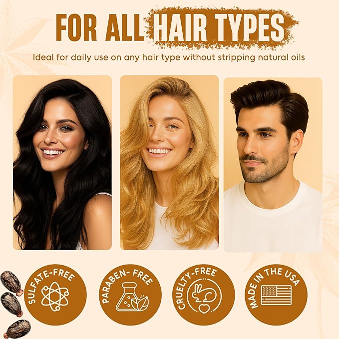 INFINA ESSENTIALS Castor Oil Shampoo and Conditioner Set | 16 fl oz Each | with Batana Oil | Strengthening, Thickening & Hydrating Formula | Supports Hair Growth & Fuller, Healthier Hair