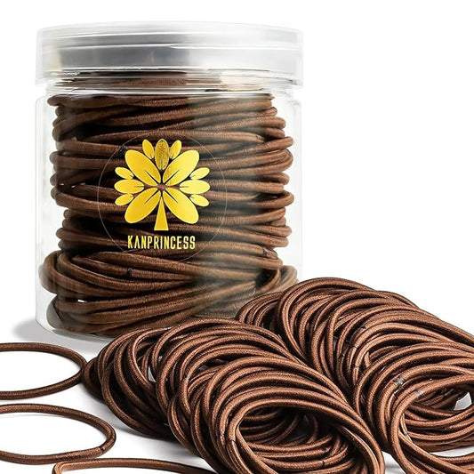 Brown Hair Ties, Ponytail Holders No Damage For Women, Elastic Hair Bands For Thin and Thick Hair (100 PCS)