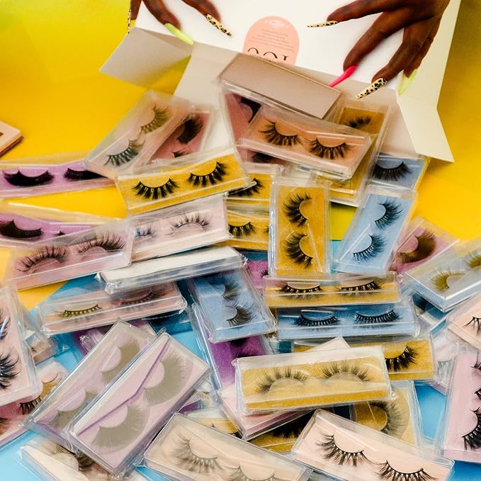 Wholesale Lashes, 3D Faux Mink Eyelash Bulk, 18mm Handmade Reusable Eye Lash, 5 Styles Dramatic Fluffy False Lash with Glitter Portable Packing (5 styles-10 pairs)