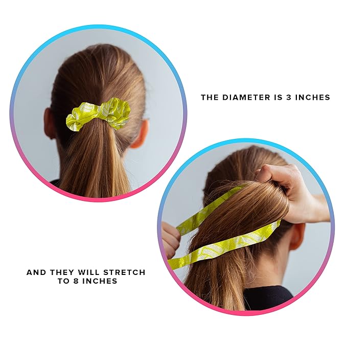 Volleyball Scrunchies, Velvet Hair Ties Headband Accessory, Set of 4 Yellow