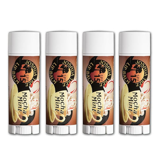 Joshua Tree Organic Lip Balm: 25 Flavor Varieties Made with Beeswax (4-pack, Mocha Mint)
