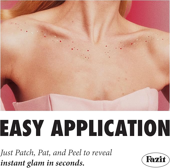Fazit Makeup Patches - Sweetheart Decolletage Speckles - Glow Up Make-Up Patches - Cute Glitter Makeup Accessories for Women - Cosmetic Glitter for Face