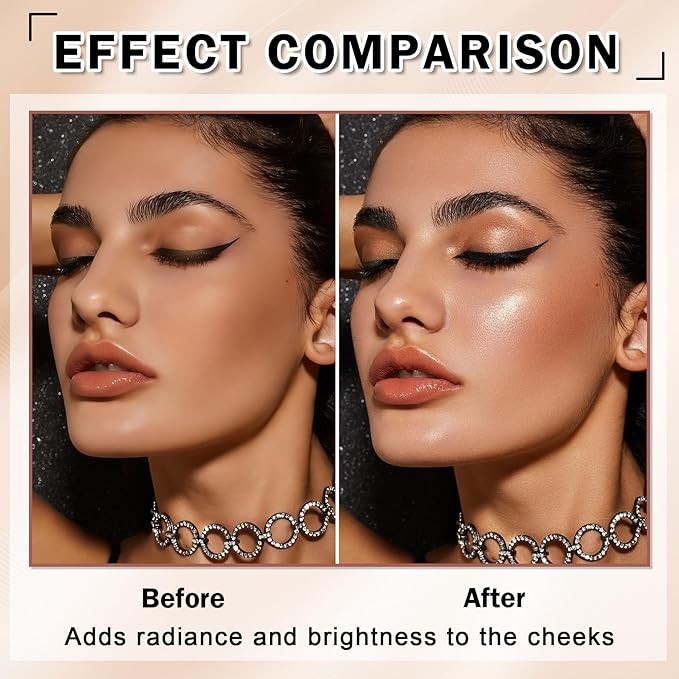 Liquid Highlighter Makeup, Cream Glassy Highlighter for Face Natural Glow Finish Illuminator Buildable Long Lasting Illuminating Glow Makeup - 02 Medium Glow
