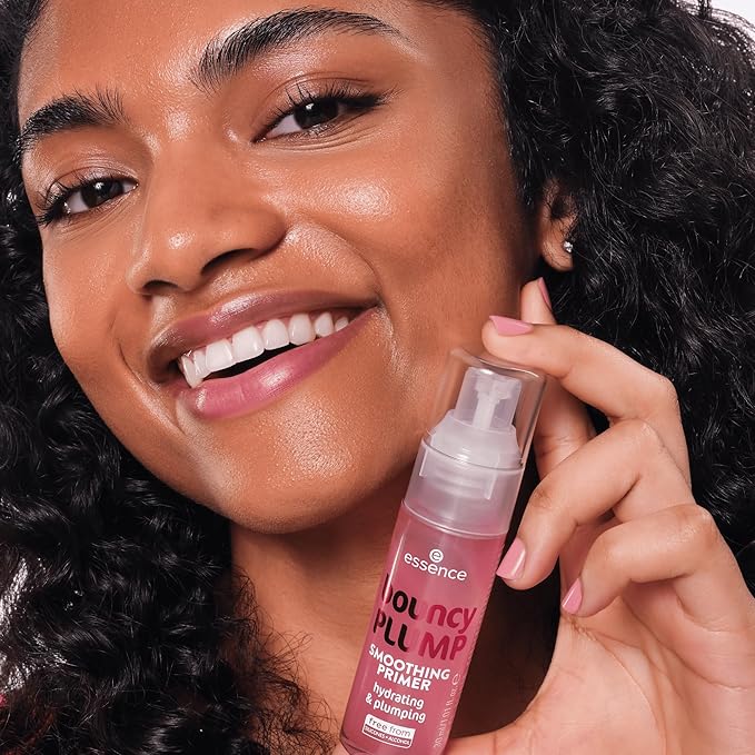 essence bouncy plump smoothing primer, pink, moisturising, smoothing, nourishing, natural, vegan, oil-free, alcohol-free, paraben-free