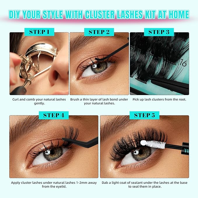 Lash Clusters 320Pcs 90D Eyelashes Cluster D Curl Individual Wispy Lashes Cluster for DIY Cluster Eyelash Extensions at Home for Beginners (Mix10-16mm)