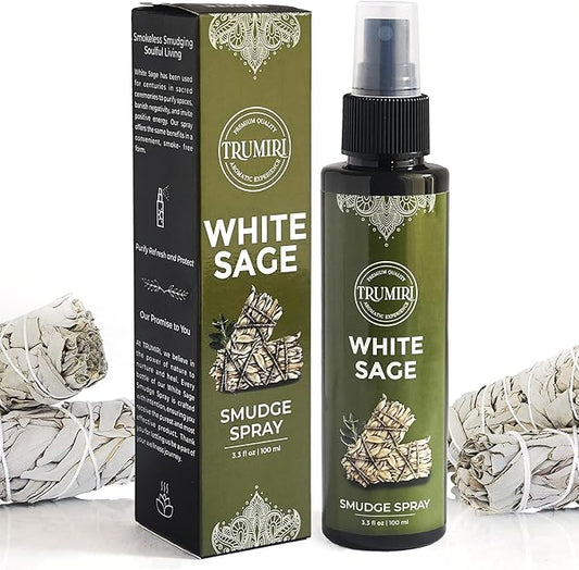 White Sage Spray for Spiritual Cleansing Negative Energy and Protection - Smudge Spray Made with Natural Non Toxic Sage Essential Oil - Salvia Blanca para Limpiar