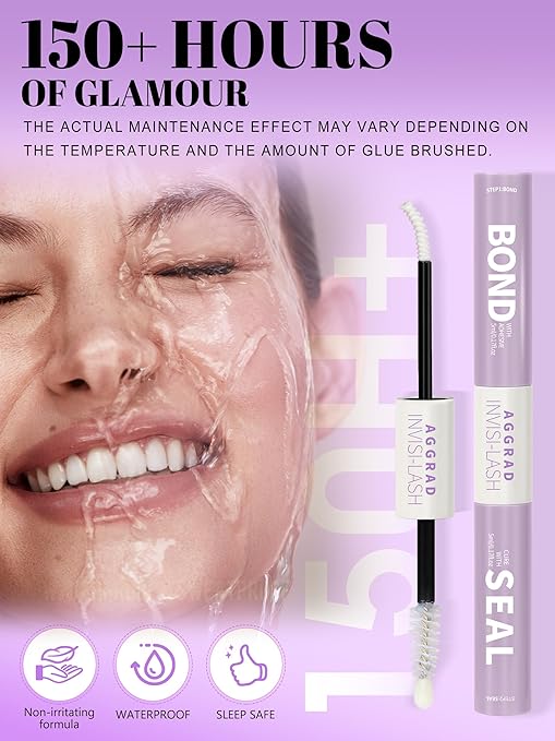 Clear Lash Cluster Glue Bond and Seal Waterproof 150H Super Strong Hold Long-Lasting for Eyelash Clusters Extensions Kit DIY Self Adhesive 2 in 1 Individual Lash Glue Clear Bonder & Sealant