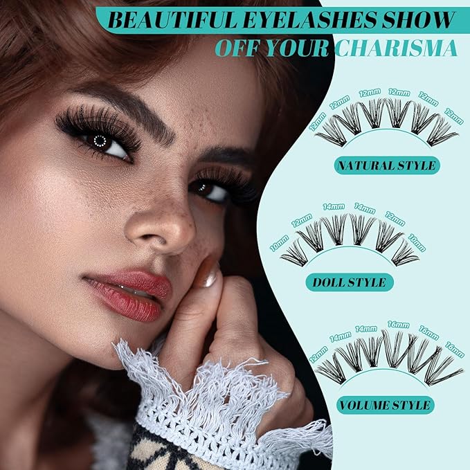 Lash Clusters Kit 320Pcs,30D Eyelash Extension Kit,Lash Bond and Seal Waterproof,Lash Remover for Individual Cluster Lashes Kit,Lash Applicator Tool for DIY Lash Extension Kit(D-Mix9-16mm Kit)
