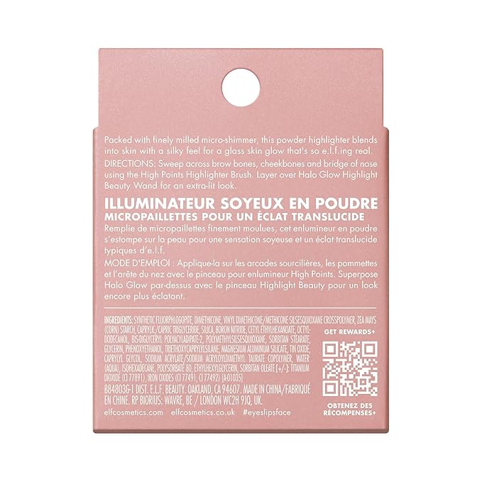 e.l.f. Halo Glow Silky Powder Highlighter, Long-Lasting Luminous Finish, Cake-Resistant With Micro-Shimmer, Vegan & Cruelty-Free, Prosecco Poppin'