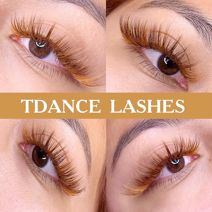 TDANCE Light Brown Lash Extensions Colored Lash Extensions Classic Lash Extension 0.07mm C/D Curl Premium Eyelash Extensions Salon Use (Light Brown,D-0.07,10-17mm)