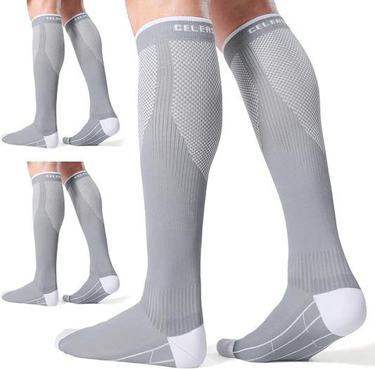 CelerSport 3 Pairs Compression Socks for Men and Women 20-30 mmHg Running Support Socks