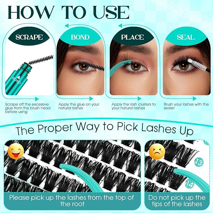 Lash Clusters GEMERRY 280pcs Clusters Lashes D Curl Soft&Natural Individual Lashes Cluster Eyelash Clusters DIY Lash Extensions at Home（30P-10-18mm)