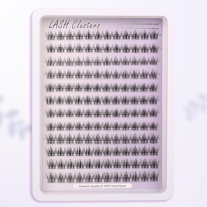 Himirell Natural Lash Clusters Kit Wispy Lash Invisible Clear Band Cluster Eyelash Extensions Kit 8-16mm Individual Lashes Extension D Curl Eyelash Clusters with Anime Clusters