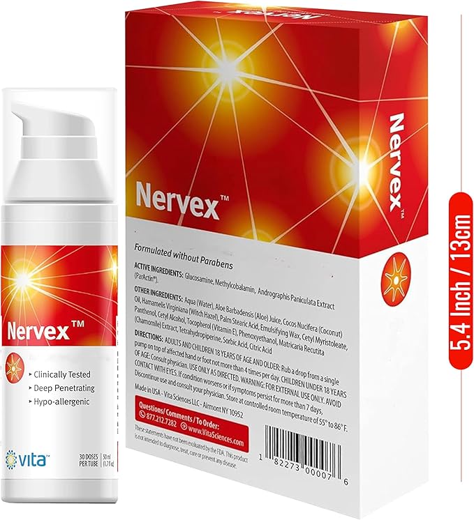 Vita Sciences Nervex Powerful Neuropathy Cream: Advanced Natural Relief for Peripheral Neuropathy, Fibromyalgia, and Fast Comfort Treatment for Feet, Hands, Legs, and Toes