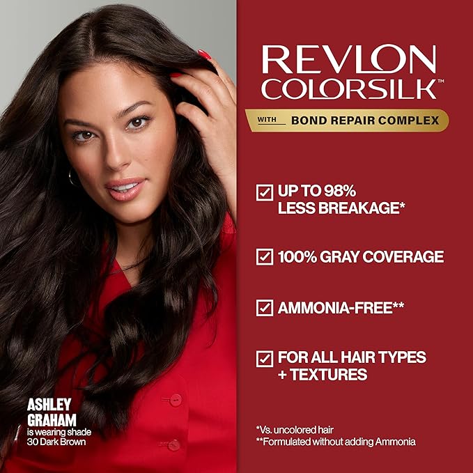 Revlon ColorSilk with Bond Repair Complex, Brown Permanent Hair Color, 100% Gray Coverage, Ammonia Free Hair Dye, Vegan Keratin, 37 Dark Golden Brown (Pack of 3)