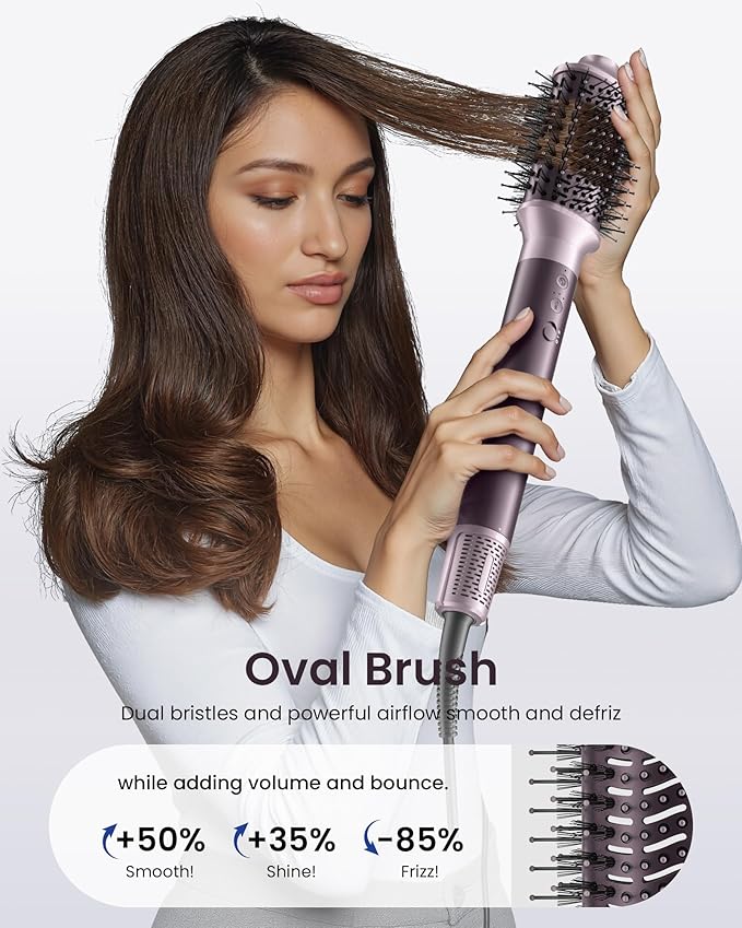 MESCOMB Dual Voltage Hair Dryer Brush for Travel – 5 in 1 Air Styler with High-Speed Blow Dryer, Anti-Frizz, Compact Design with Travel Bag, Ideal for Europe & Worldwide Use (100V–240V) Gift for Women