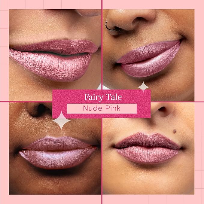 Aromi Metallic Matte Liquid Lipstick | Dusty Pink, Light Mauve Lip Color for Women, Shimmery Finish, Long-lasting (Fairy Tale)