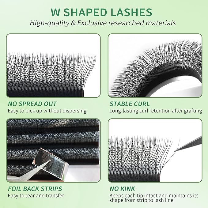GLAMLASH W Eyelash Extensions 3D Volume Premade Fan Natural Soft Matte Lash Professional Salon Supplies (3D,0.07,D,9mm)