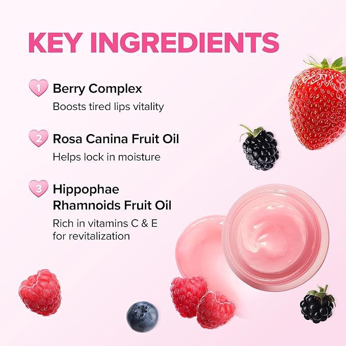 Klavuu Lip Mask Sleeping Pack (0.7oz) – Overnight Deep Hydrating Korean Lip Balm Treatment for Very Dry, Chapped Lips | Lip Lightening & Plumping with Instant Hydration | Gentle Exfoliating (Berry)
