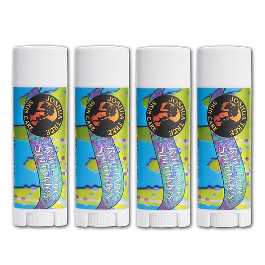 Joshua Tree Organic Lip Balm: 25 Flavor Varieties Made with Beeswax (4-pack, Rainbow Sprinkles)