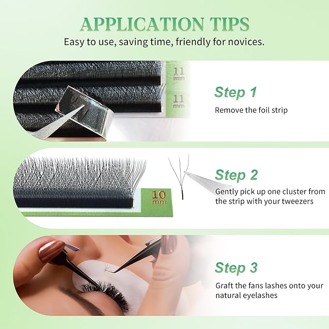 GLAMLASH W Eyelash Extensions 3D Volume Premade Fan Natural Soft Matte Lash Professional Salon Supplies (3D,0.07,C,10mm)