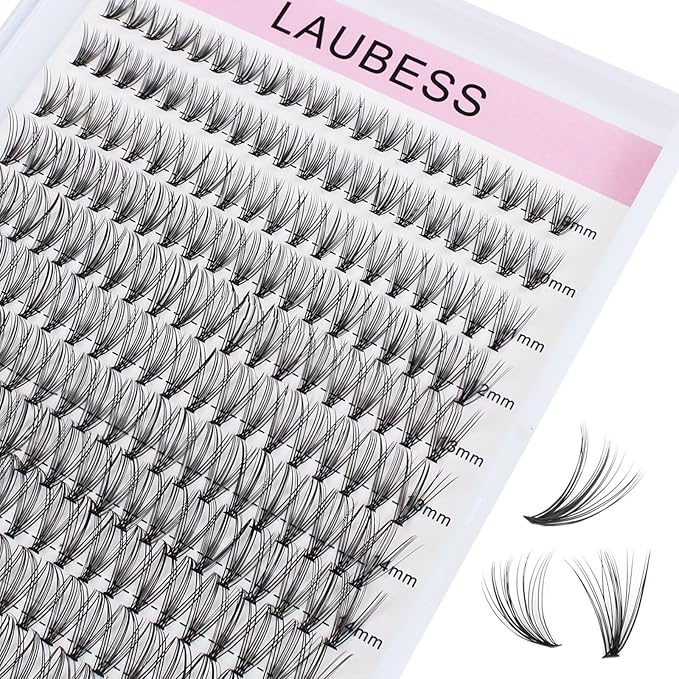 Cluster Lashes 240pcs 20D DIY Eyelash Extension D Curl Long Individual Lashes Mixed Tray Faux Mink Lash Clusters Extensions 0.07 0.10 Black (20D-0.07D-9-16mm)