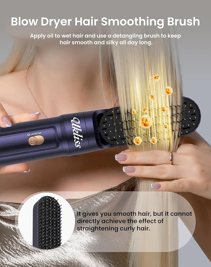 Ukliss Hair Dryer 6 in 1 & Blow Dryer Brush | Controlled Airflow for Effortless Auto-Wrap Curls & Frizz-Free Shine, Salon Styling at Home for All Hair Types with ALCI Plug,Blue