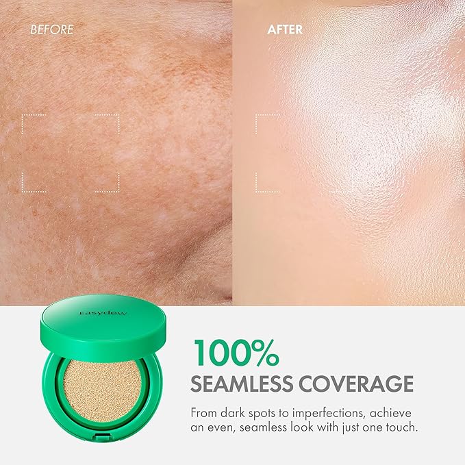 Easydew Mela B Toning Ampoule Cushion Refill - 2-in-1 Korean Skin Care & Face Beauty Makeup - Age-Defying Full Coverage Cushion Foundation with Niacinamide & Hyaluron-Vital C 0.45 oz (#19 Sand)