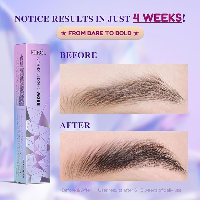 ICIKOL Eyebrow Growth Serum - Eyebrow Serum to Grow Brows with Advanced Formula to Boost Longer Fuller and Thicker Looking Eyebrows - Brow Serums 8ml Value Size - Vegan & Prostaglandin-Free