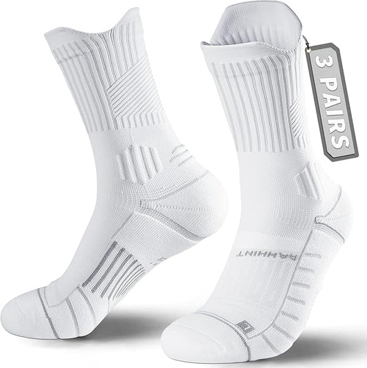 Coolmax Compression Running Socks for Women 3 Pairs, Anti-Blister Moisture Wicking Boot Crew Cushion Athletic Workout Socks
