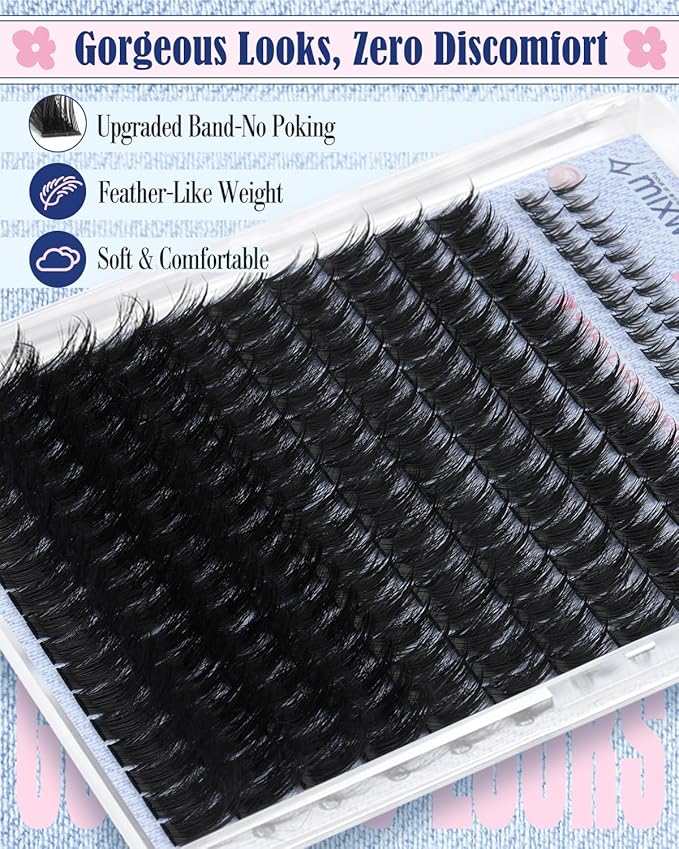 Wispy Lash Clusters Spikes Volume Eyelash Clusters Spiky Cluster Eyelash Extensions with Bottom Lashes Thick Cluster Lashes D Curly 6-22MM Individual Lashes Bond and Seal Tweezers by Lvmixwig