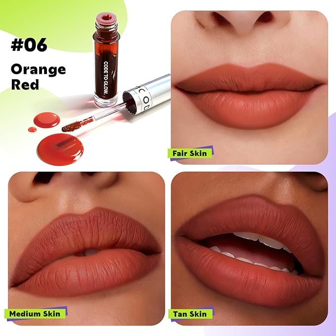 Glam Code Wipe-Off Lip Stain Lightweight Lip Tint Non-stick to Cup Transfer-Resistant, Smudge-Proof Lip Gloss Highly Pigmented Matte Long-lasting Vibrant Kiss-Proof Lip Stain - 06# Peachy Pink