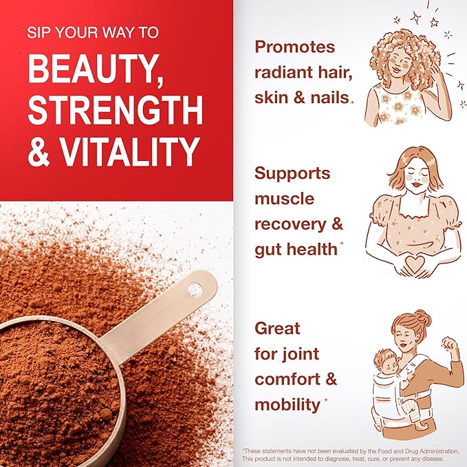 Mama Natural Hot Chocolate Multi Collagen Protein Powder, Made with Organic Cacao, Types 1, 2, 3, 4, 5, 10 Collagen Peptides Powder - Grass Fed Beef, Wild Fish Marine & USA Eggshell - 20 Servings