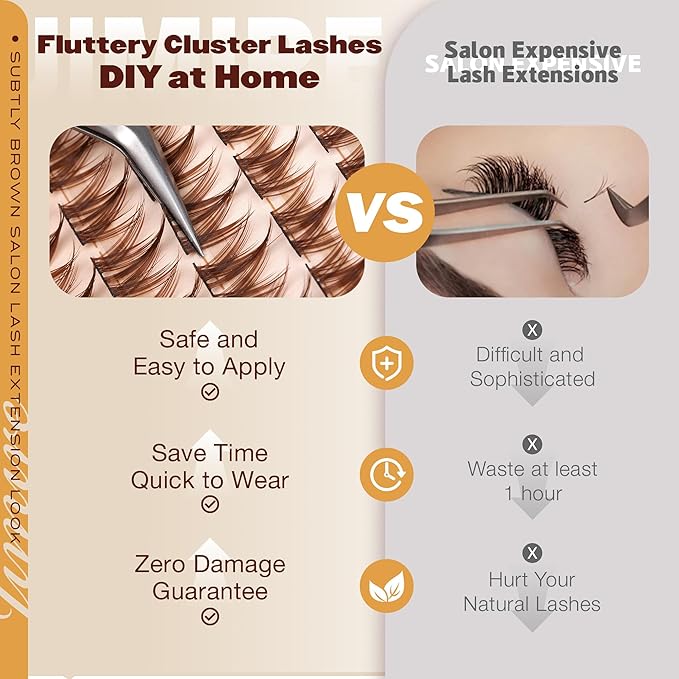 JIMIRE Brown Lash Clusters Kit Manga Lash Extension Kit Natural Look Dark Brown Eyelash Extension Kit 10-16MM CD-Curly Cluster Eyelash Extensions Kit with Lash Bond and Seal 110Pcs DIY at Home