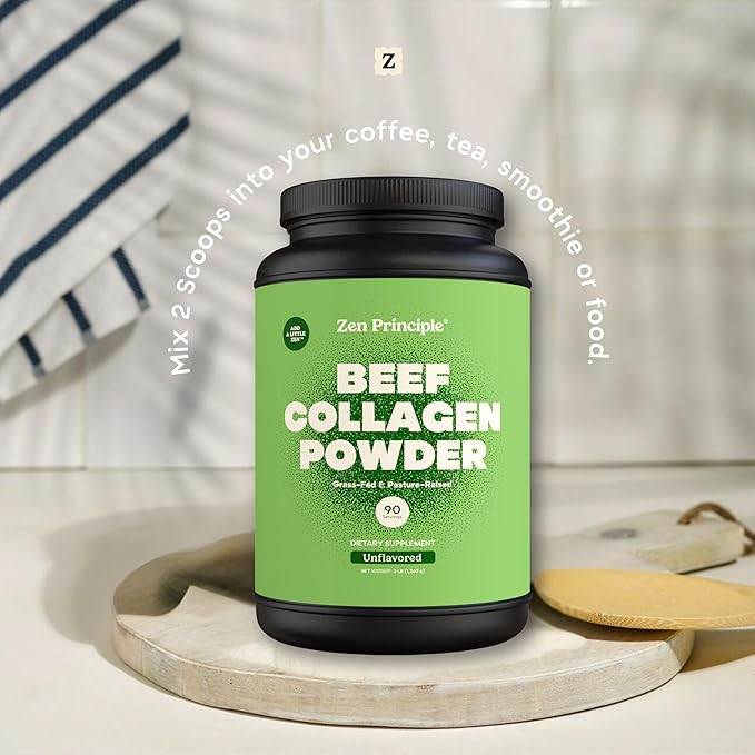 Zen Principle Grass-Fed Agglomerated Hydrolyzed Collagen Peptides 3 lb. Anti-Aging Protein Powder for Healthy Hair, Skin & Joints. Paleo and Keto Friendly, GMO and Gluten Free, Pasture-Raised Bovine.