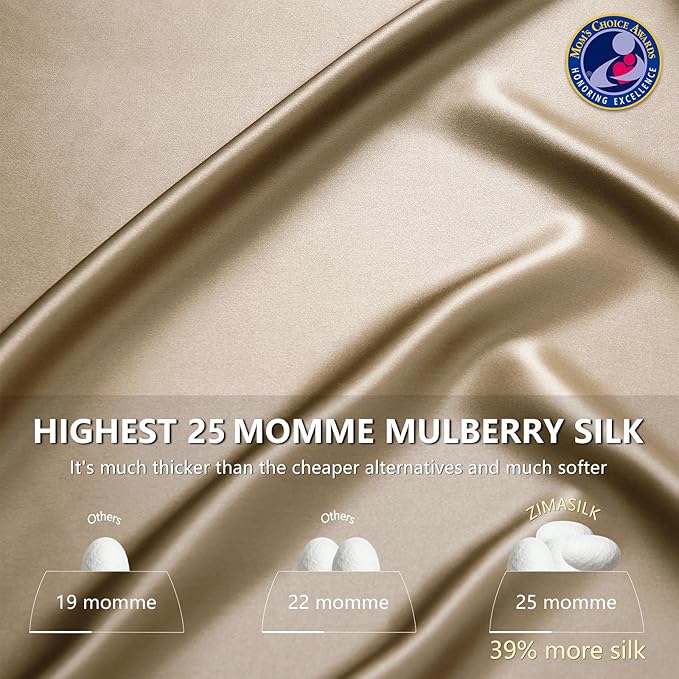 ZIMASILK 25 Momme 100% Pure Mulberry Silk Pillowcase for Hair and Skin Care, Highest Grade 6A Pillow Cases for Women, Long-Lasting Durablity, Gift for Women Men, 1Pc (King 20"x36", Taupe)