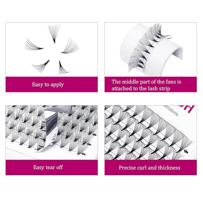 Premade Fans 12D Volume Lash Extensions 0.07 D Curl Volume Fans 12mm Premade Eyelash Extension Fans Pro Ponit Middle Stem Premade Lashes (12D-0.07-D, 12mm)