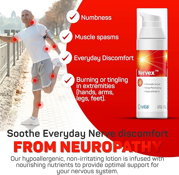 Vita Sciences Nervex Powerful Neuropathy Cream: Advanced Natural Relief for Peripheral Neuropathy, Fibromyalgia, and Fast Comfort Treatment for Feet, Hands, Legs, and Toes