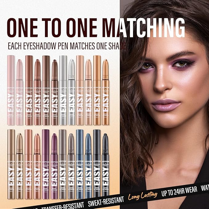 Jolilab Eyeshadow Stick Set, 2 Colors Matte Professional Bright-Colored Contouring and Highlight Eyeshadow Stick, Cream Waterproof Long Lasting High Pigmented Eye Shadow. (2, 06+12 2pcs)