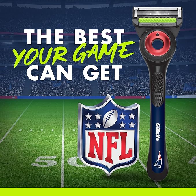 Gillette Labs Special NFL Patriots Edition Shaving Razor for Men - 1 Handle, 4 Razor Blade Refills & Magnetic Stand, GilletteLabs with Exfoliating Bar