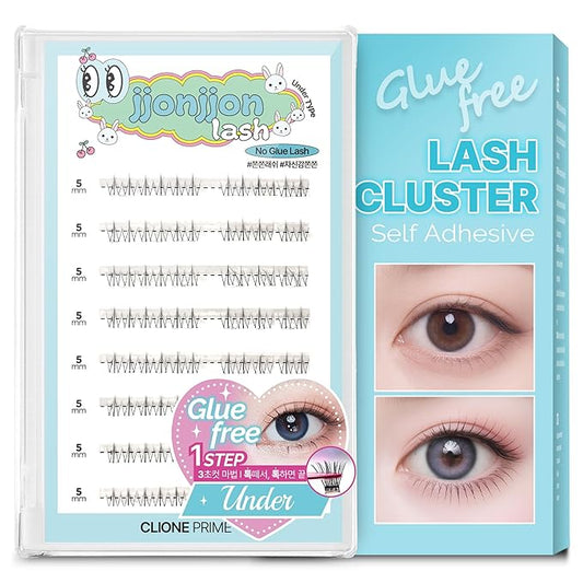 CLIONE PRIME Korean Self Adhesive Lash Clusters Under No Glue Press On Pre Bond Lash Clusters Fluffy Self Adhesive False Eyelashes No Glue Needed Reusable Wispy Eyelash Extensions