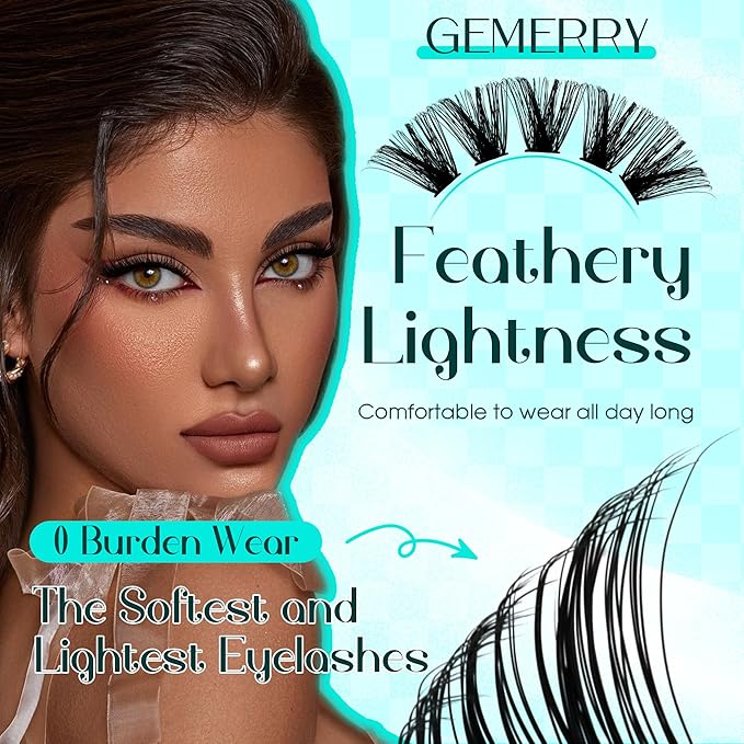 Lash Clusters Fluffy Cluster Lashes Extensions Thick 280pcs D Curl Eyelash Clusters DIY At Home Individual Lashes Extension by GEMERRY（60P-10-18mm)