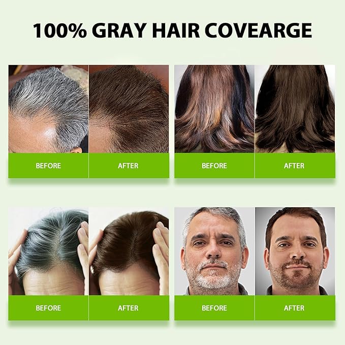 Vireo Color Light Brown Hair Dye Shampoo for Women & Men, 15 Min Gray Coverage, 3 in 1 Semi-Permanent Color with Natural Herbal Ingredients, Lasts 60 Days