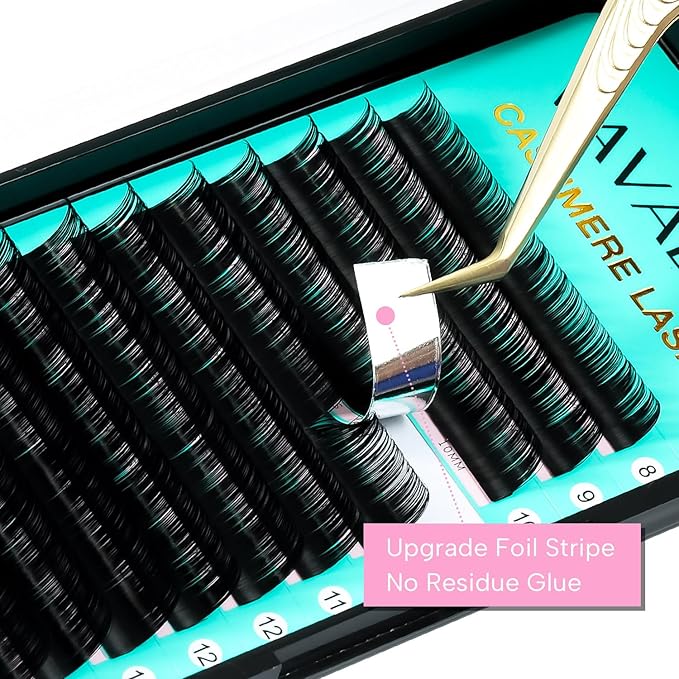 VAVALASH Cashmere Lashes 0.03/0.05/0.07/0.1/0.12/0.18/0.2 Premium Lashes Volume Lash Extensions Individual Silk Lashes, Soft Super Matte Black Profession Eyelash Extension Supplies (0.18-CC-13-20MM)